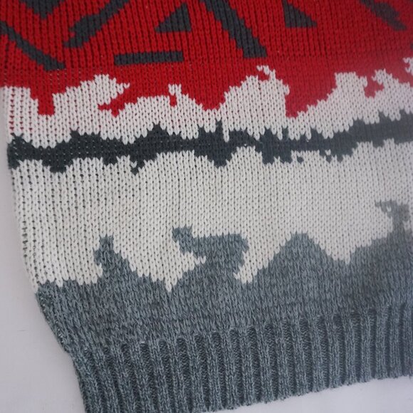 Vintage Club International Red Gray Eclectic Grandpa Outdoor Crewneck Sweater M - Picture 6 of 10